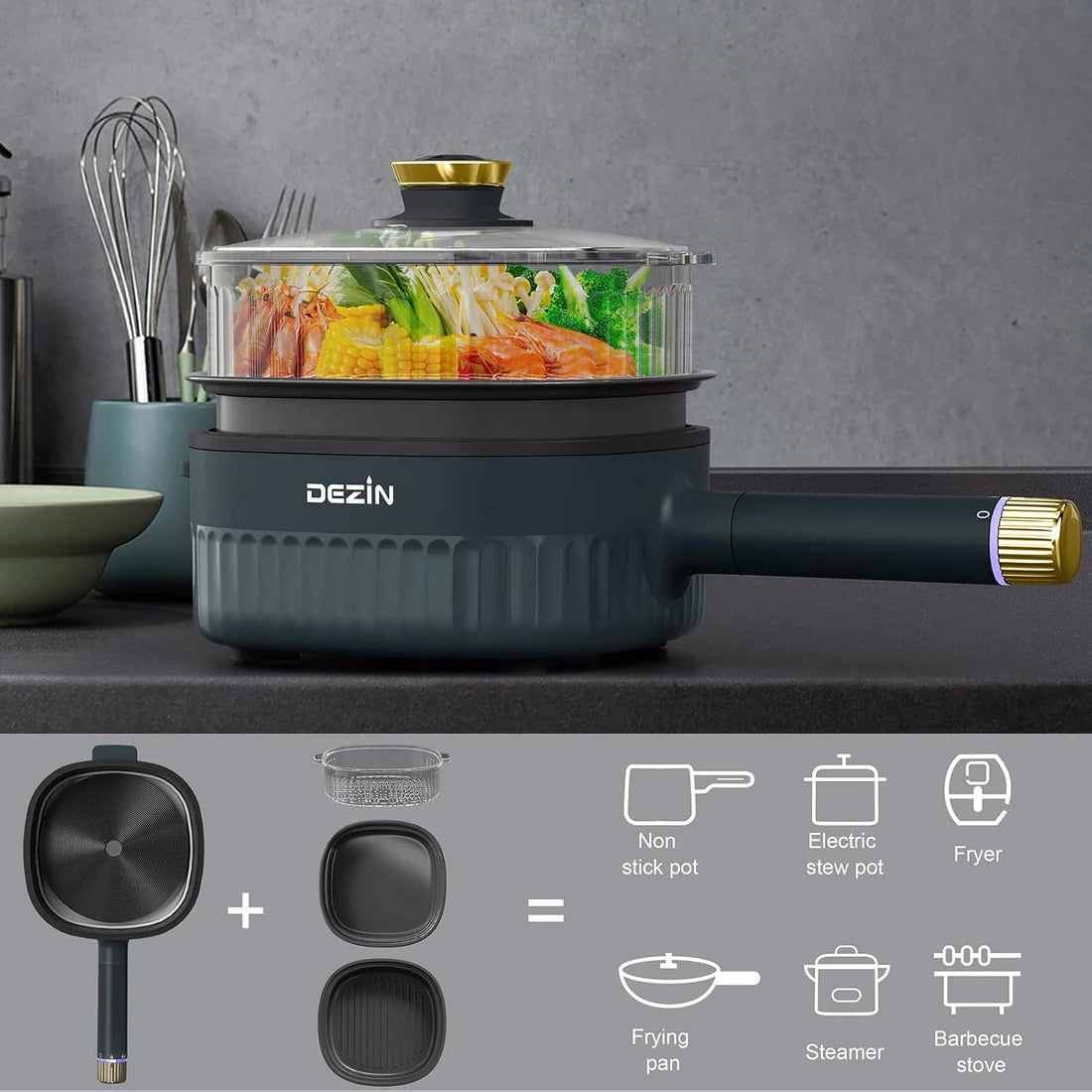 Audecook Multi-Function Electric Hot Pot | Portable Noodle Cooker & Mini Electric Pan