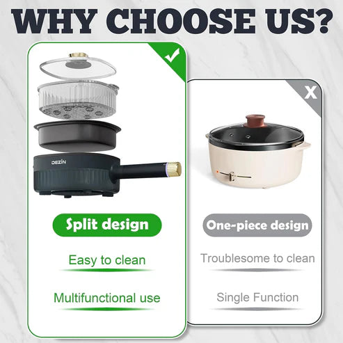 Audecook Multi-Function Electric Hot Pot | Portable Noodle Cooker & Mini Electric Pan