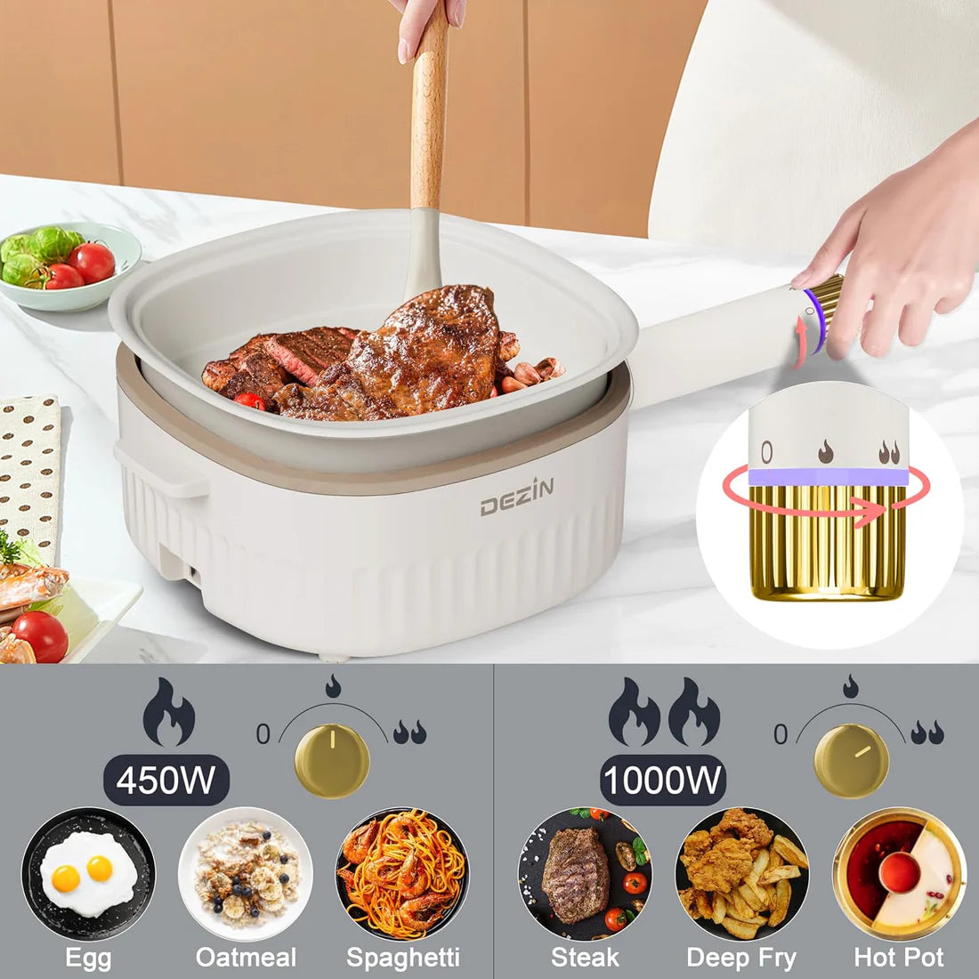 Audecook Multi-Function Electric Hot Pot | Portable Noodle Cooker & Mini Electric Pan