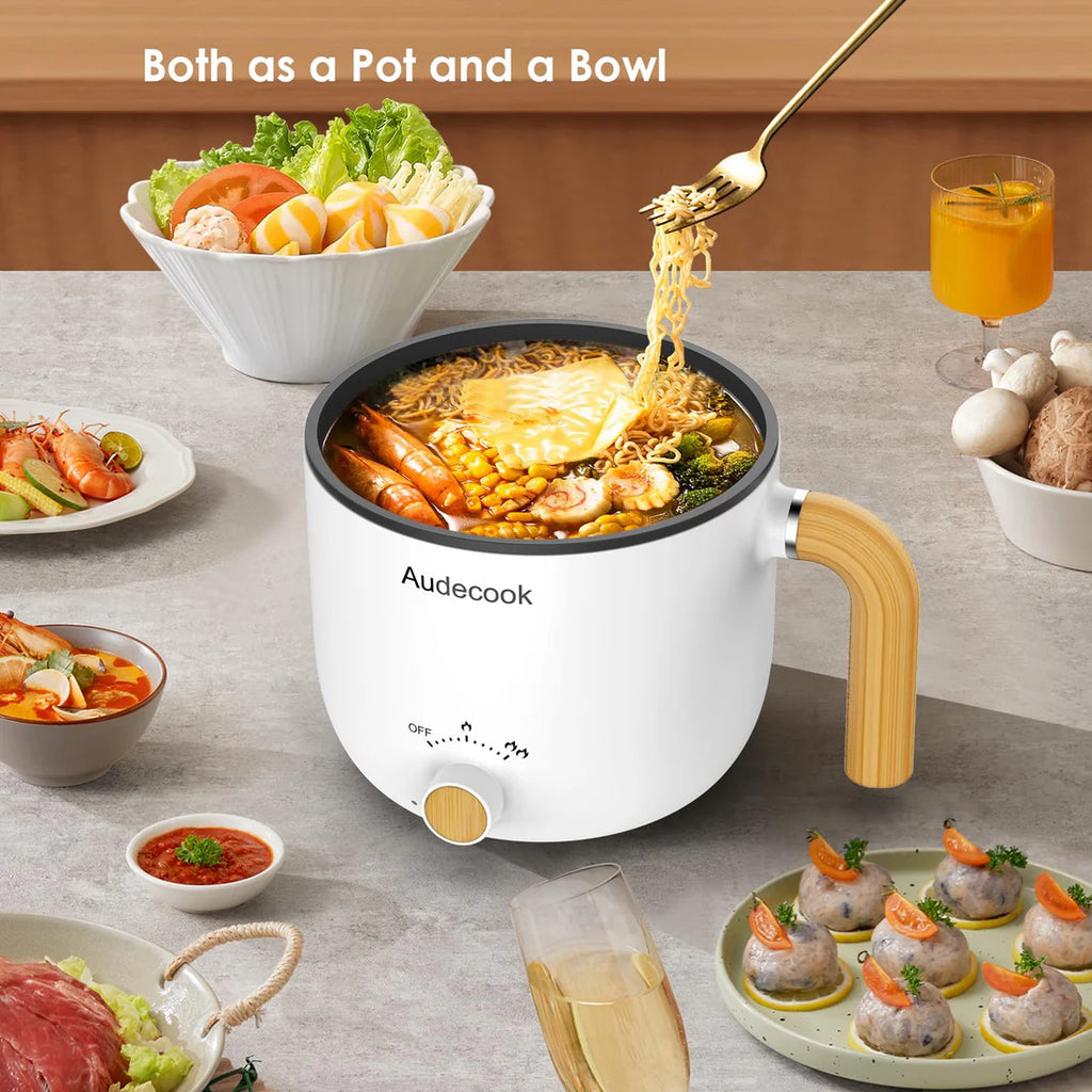 Audecook Multi-Function Electric Hot Pot | Portable Noodle Cooker & Mini Electric Pan