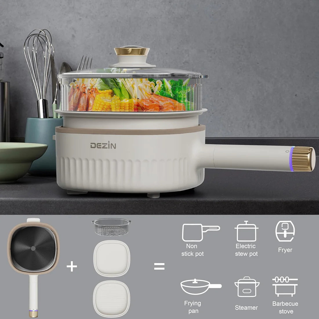 Audecook Multi-Function Electric Hot Pot | Portable Noodle Cooker & Mini Electric Pan