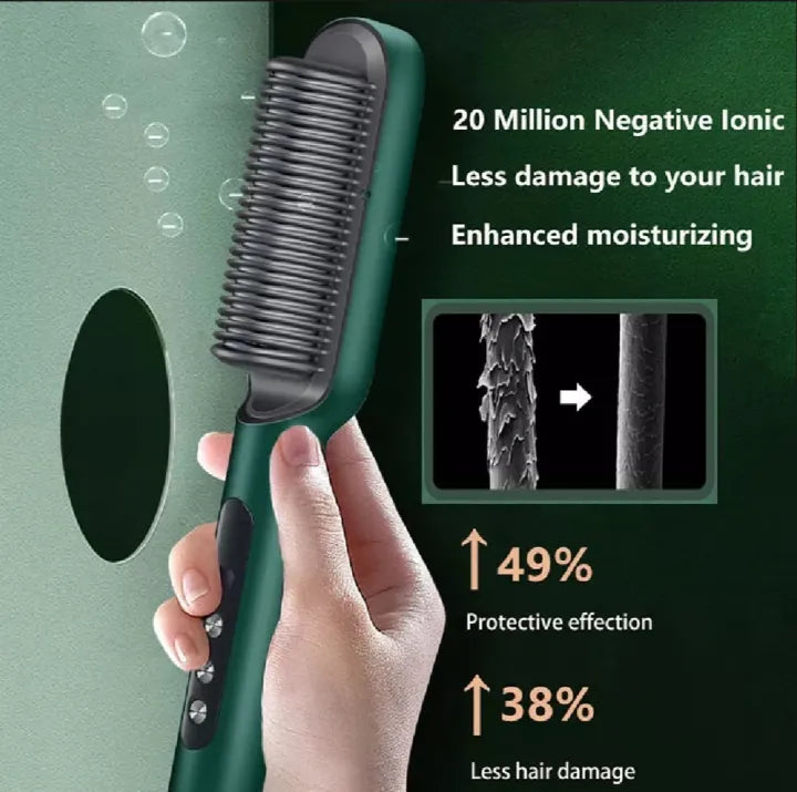 Ionic Hair Straightening Brush – 20 Million Negative Ions | Anti-Frizz & Damage Protection