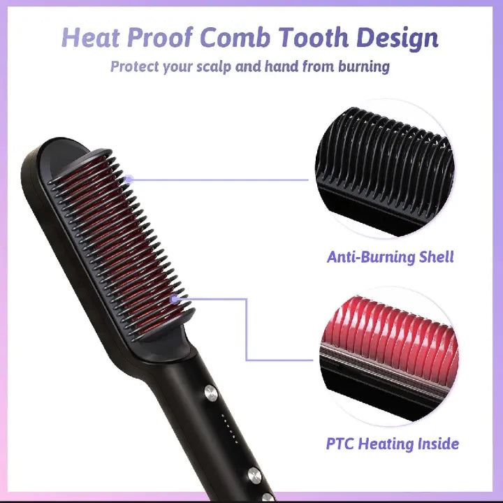 Ionic Hair Straightening Brush – 20 Million Negative Ions | Anti-Frizz & Damage Protection
