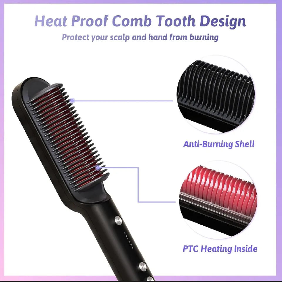 Ionic Hair Straightening Brush – 20 Million Negative Ions | Anti-Frizz & Damage Protection