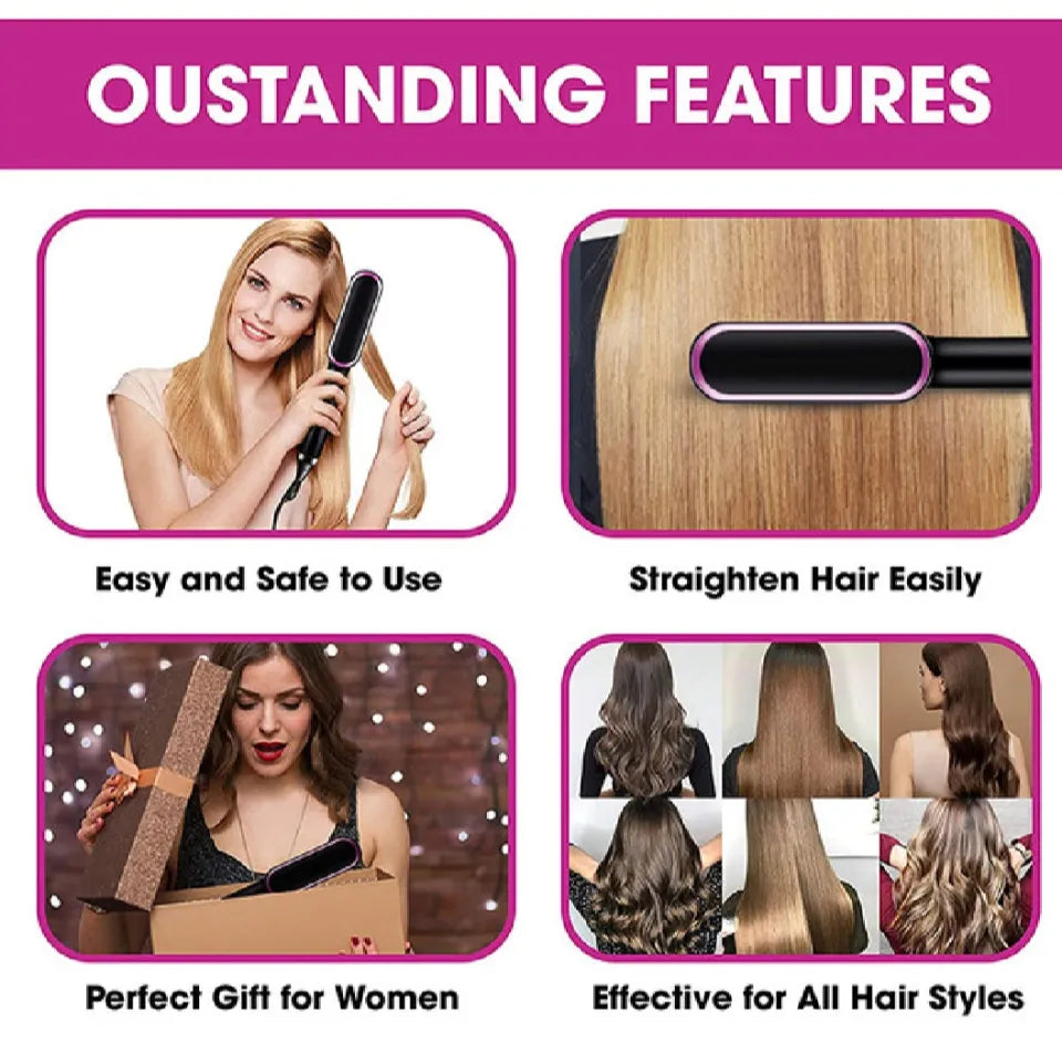 Ionic Hair Straightening Brush – 20 Million Negative Ions | Anti-Frizz & Damage Protection