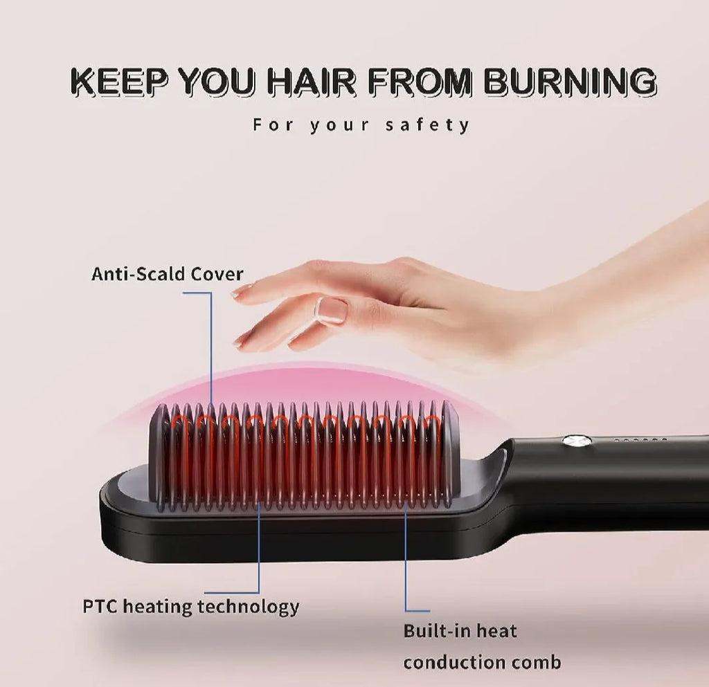 Ionic Hair Straightening Brush – 20 Million Negative Ions | Anti-Frizz & Damage Protection