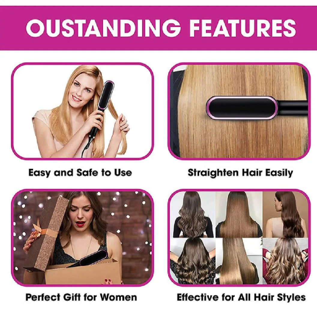 Ionic Hair Straightening Brush – 20 Million Negative Ions | Anti-Frizz & Damage Protection
